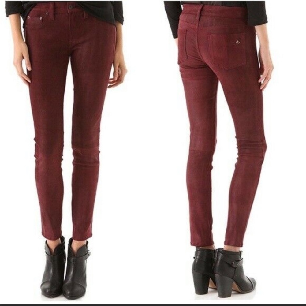 Rag & Bone Burgundy Lamb Leather Pants